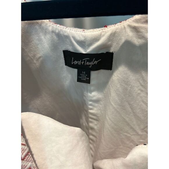 Lord and Taylor Tweed with fringe hem double lined sleeveless - Picture 3 of 3